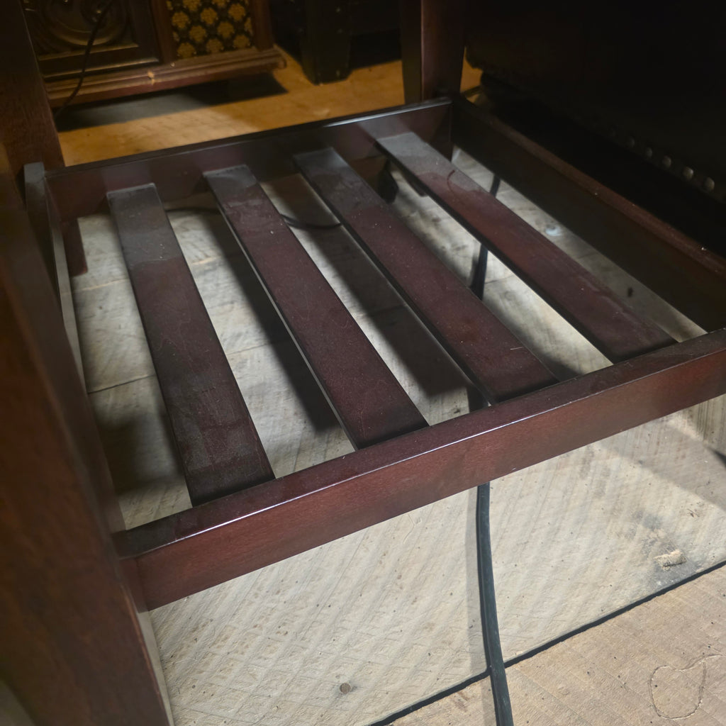 Mission-Style Wood Side Table with Drawer & Slatted Shelf