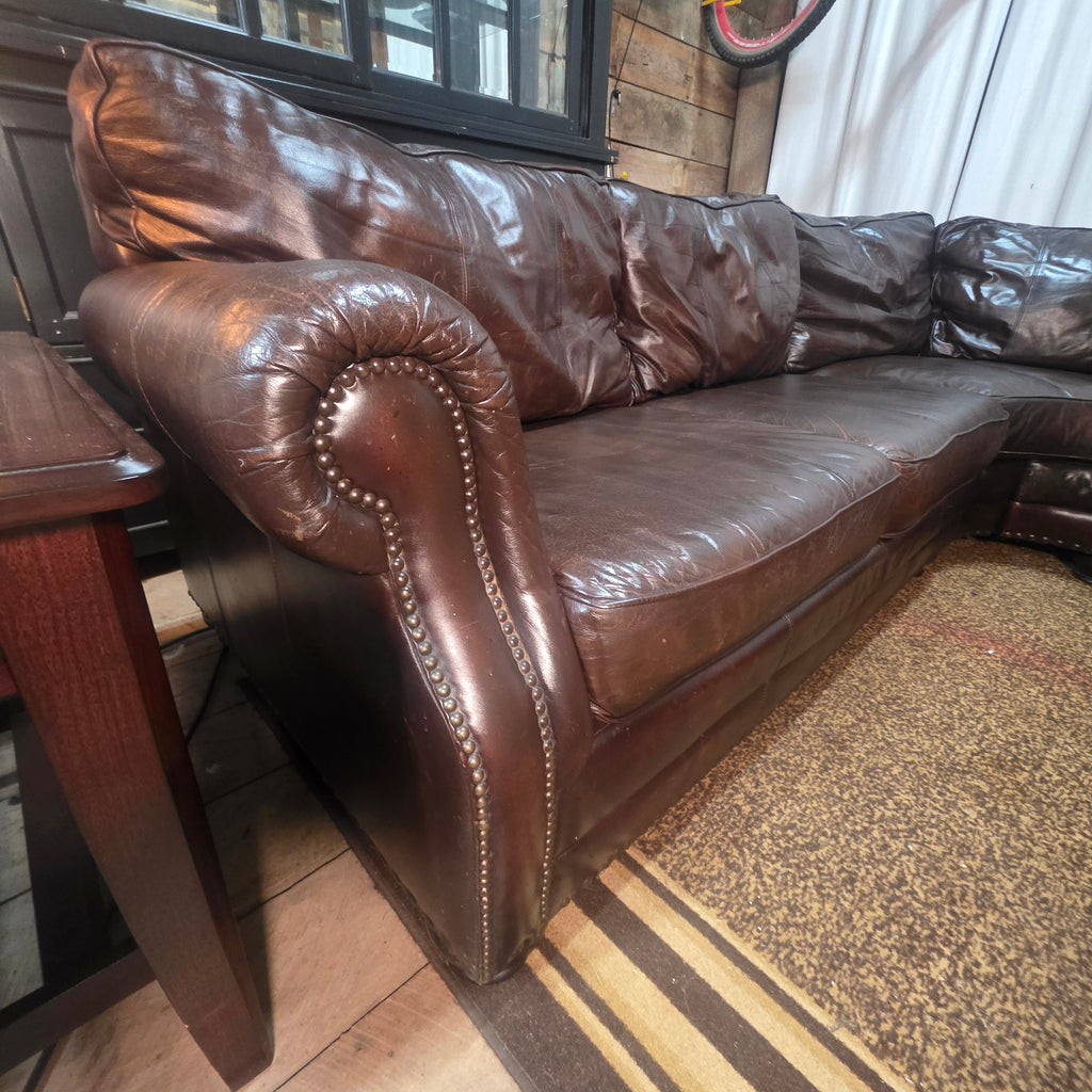 Bernhardt Top‑Grain Leather 2pc Sectional Sofa