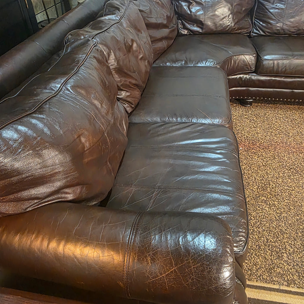 Bernhardt Top‑Grain Leather 2pc Sectional Sofa