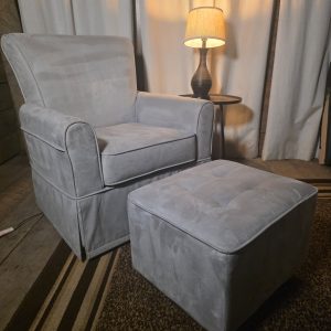 Beige Microfiber Swivel Rocker Chair & Ottoman – Nursery / Living Room