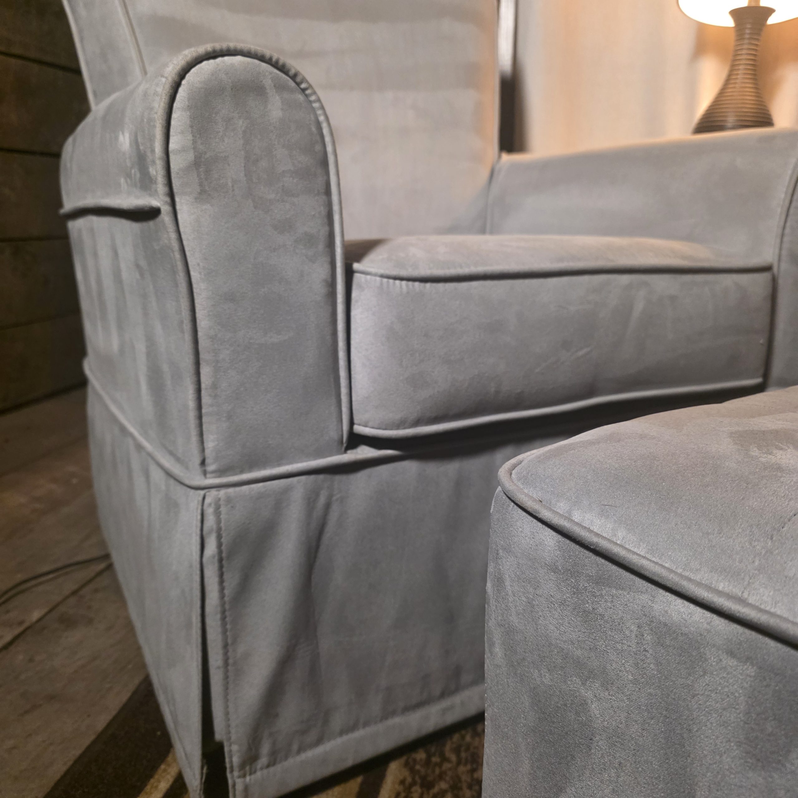 Beige Microfiber Swivel Rocker Chair & Ottoman – Nursery / Living Room - Image 2
