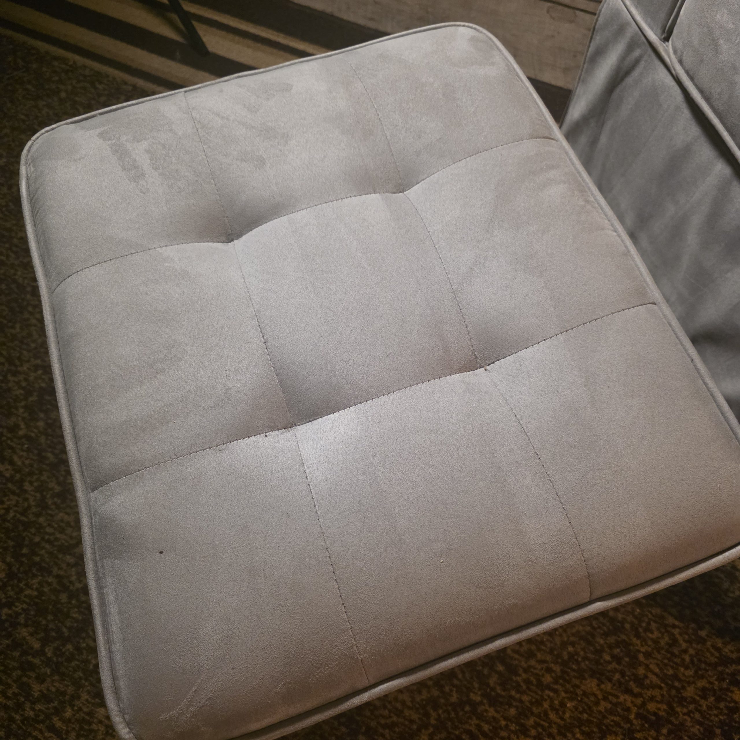 Beige Microfiber Swivel Rocker Chair & Ottoman – Nursery / Living Room - Image 4