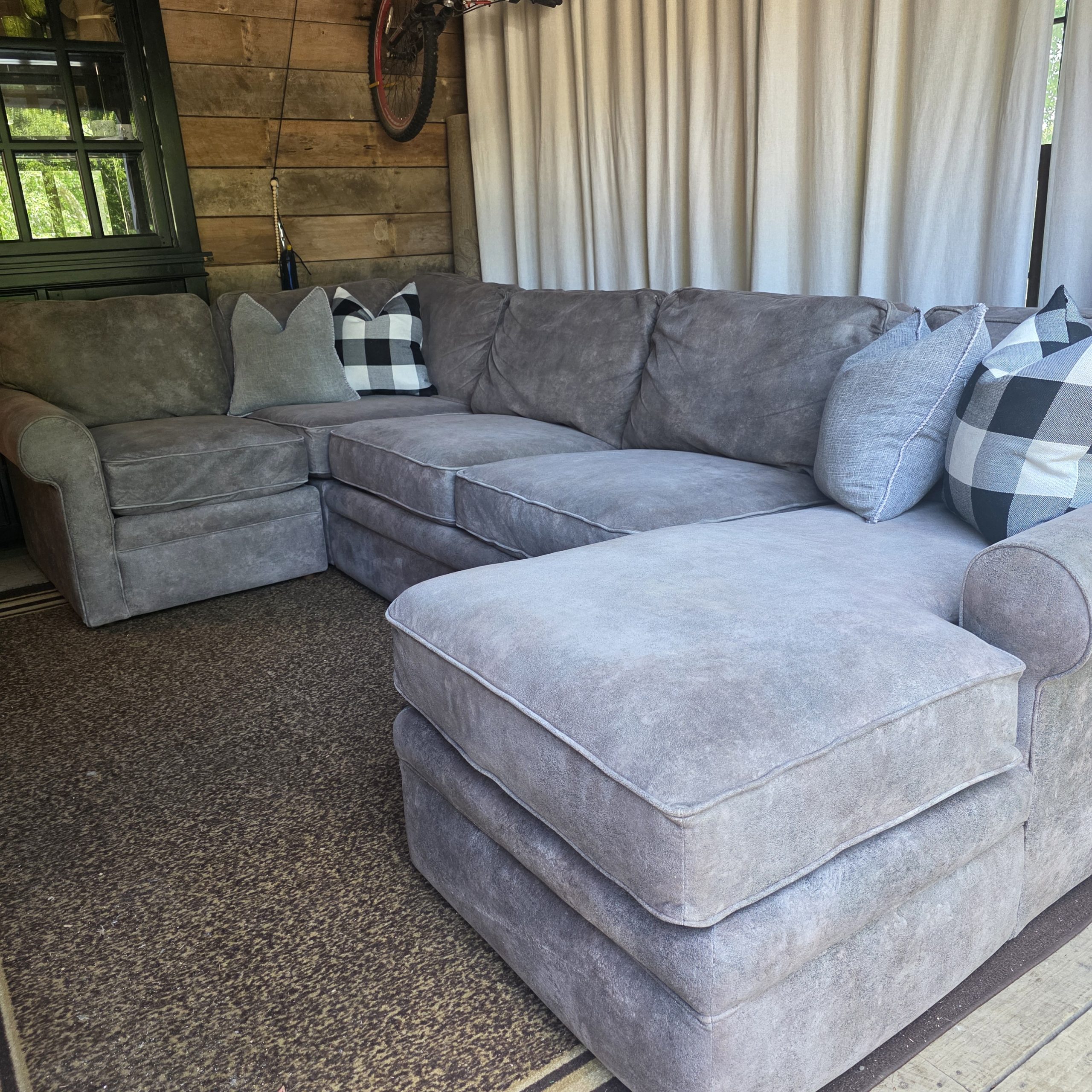 4‑Pc Microsuede Sectional Sofa w/ Chaise – Like New - Image 2