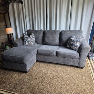 Compact Gray Sectional Couch with Chaise Lounge (2 available)
