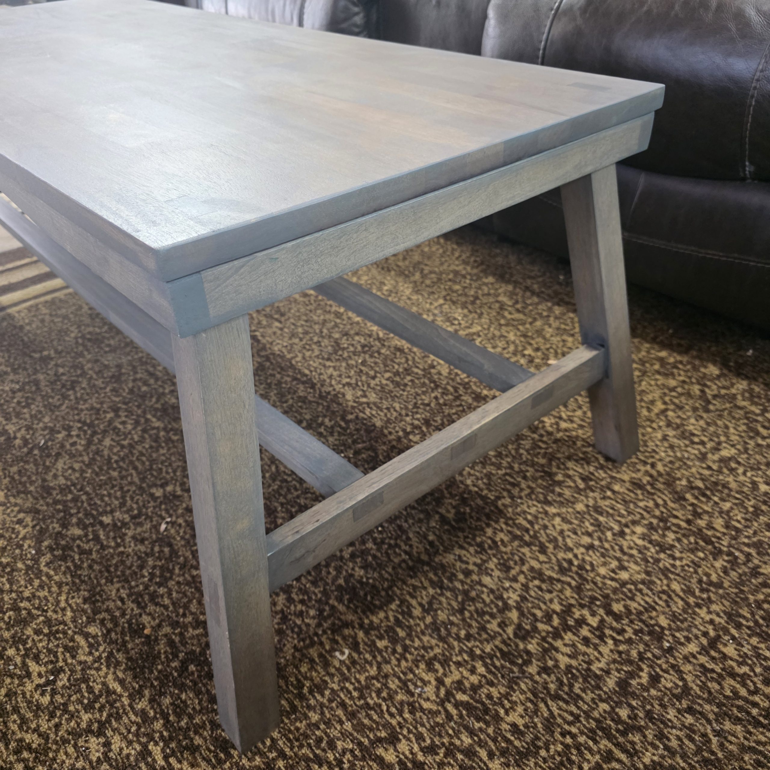 Solid Wood Grey Stain Coffee Table – Satin Finish - Image 4