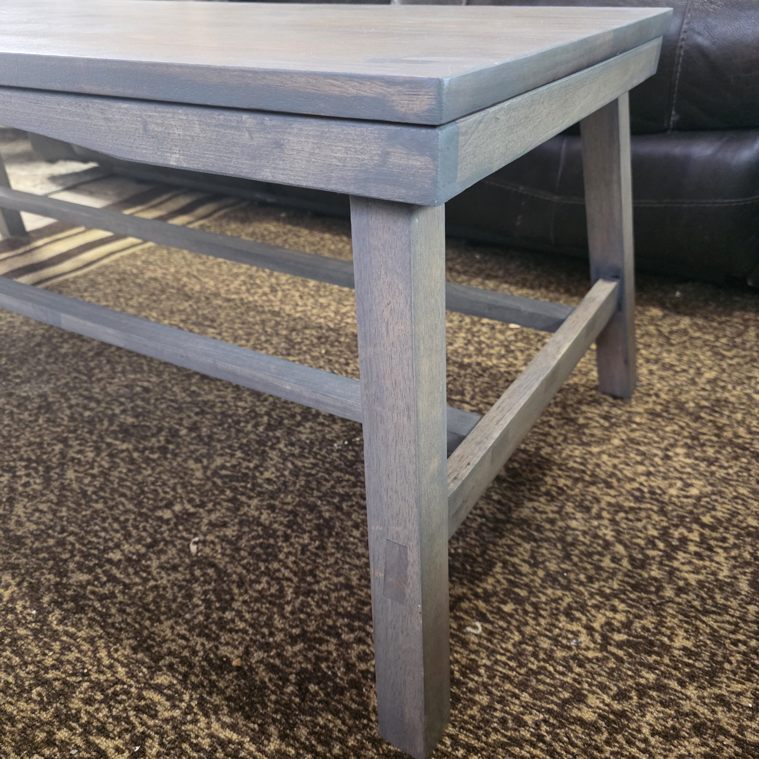 Solid Wood Grey Stain Coffee Table – Satin Finish - Image 3