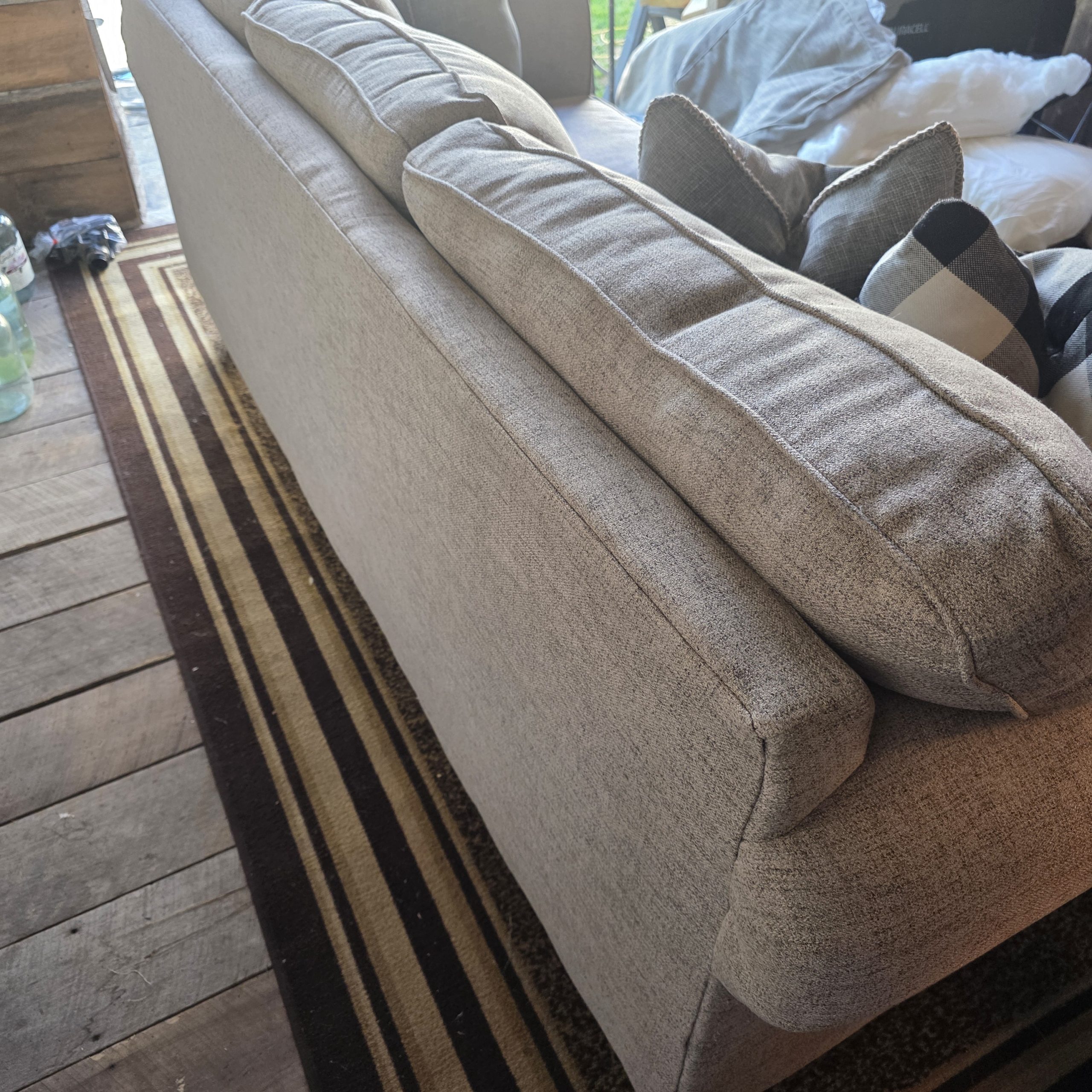 Gray Fabric Sofa with Rolled Arms - Image 4