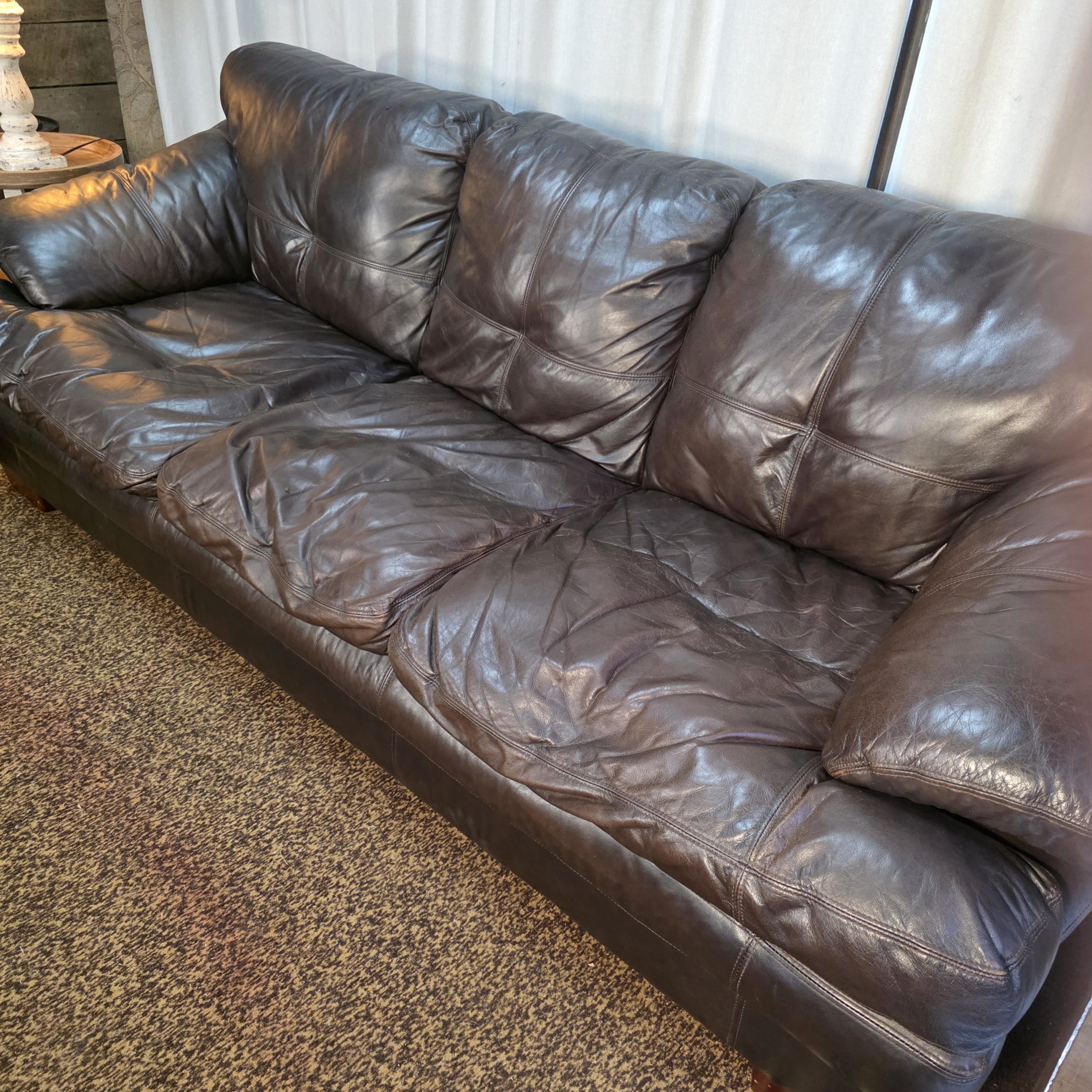 Top-Grain Leather Full-Wrap Sofa and Loveseat Set - Image 2
