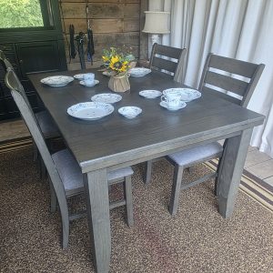 Modern Gray Kitchen Table Set – 4 Chairs
