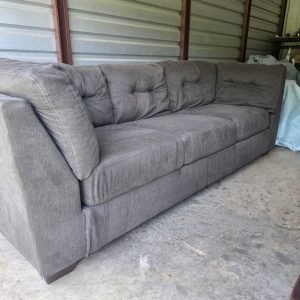 Large Gray Fabric Couch – Tufted Back
