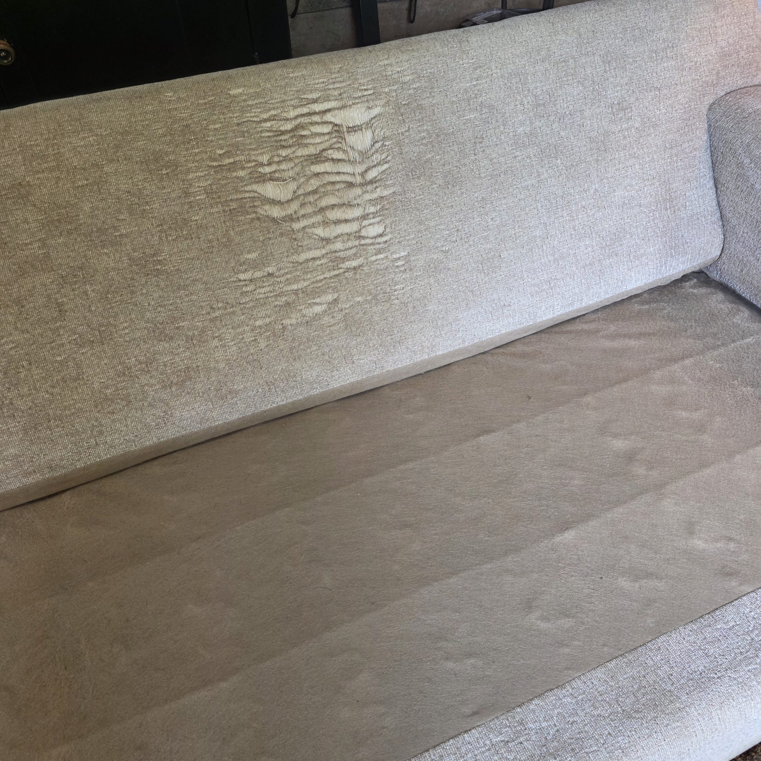 Neutral beige fabric three-seat sofa - Image 6