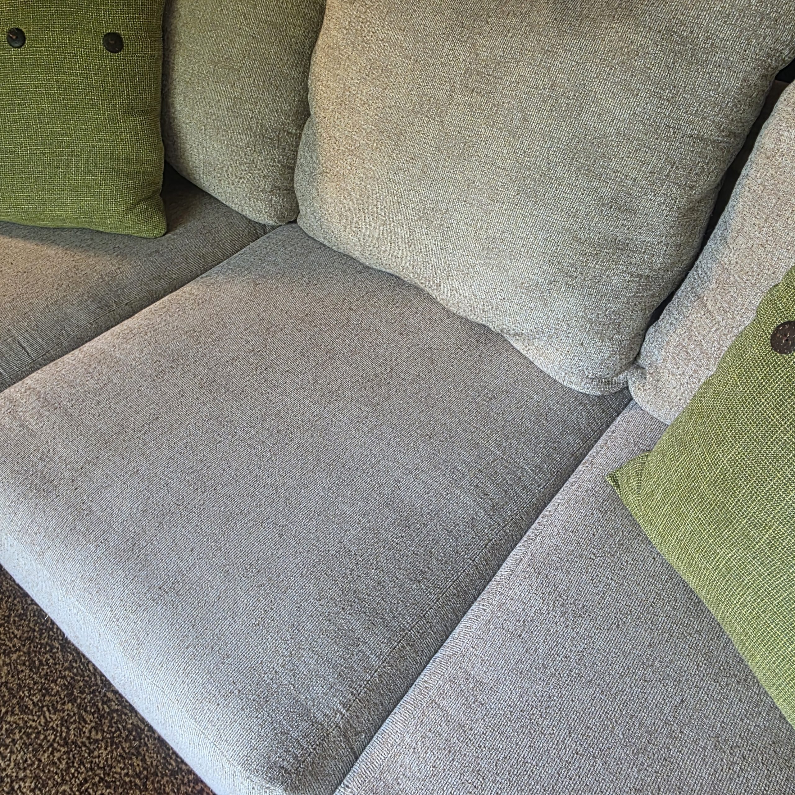 Neutral beige fabric three-seat sofa - Image 4